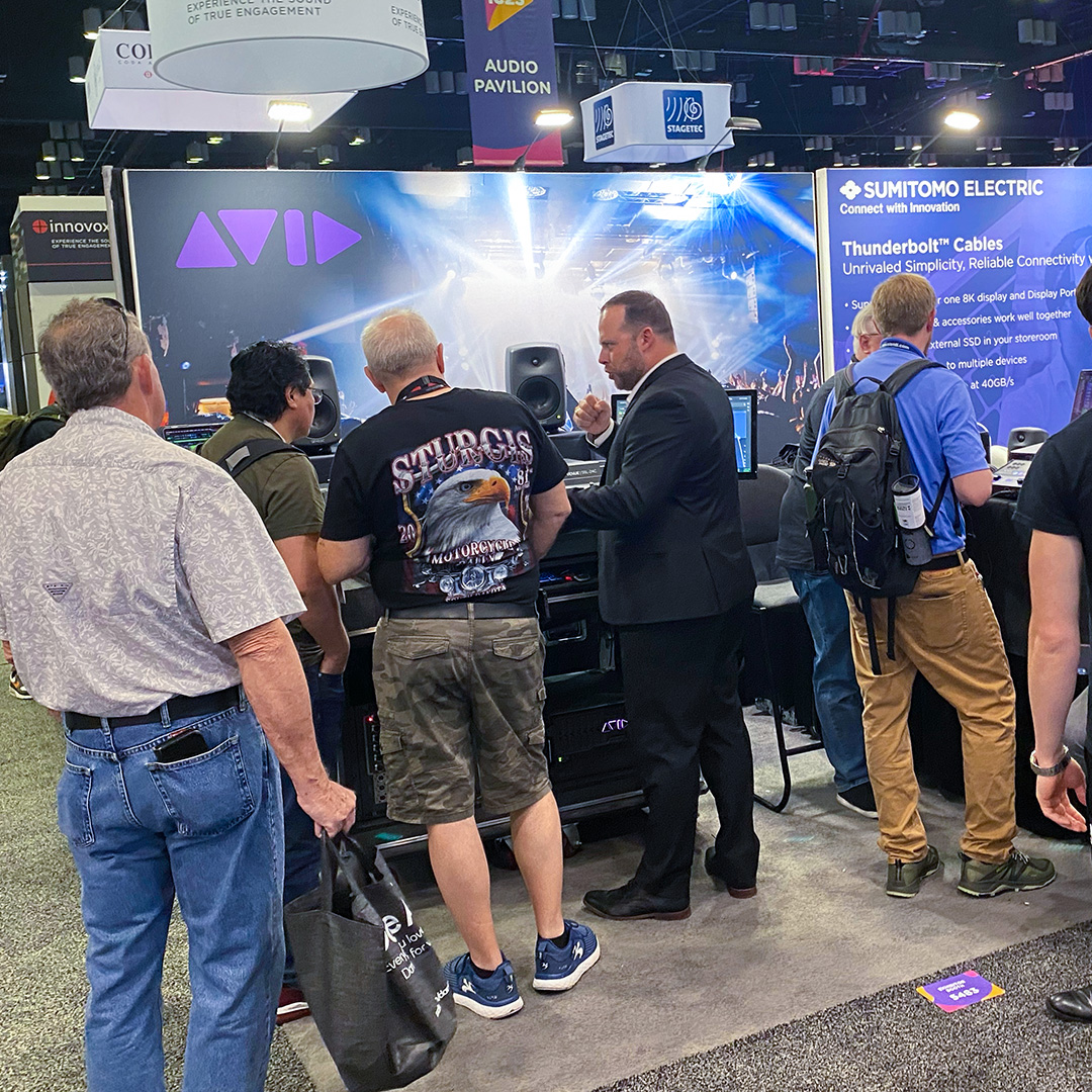 AvidLiveSound's tweet image. Welcome to @InfoComm 2023! Stop by our booth #5483 and get up close and personal with VENUE | S6L, Avid S1, and MBOX Studio.

#infocomm #infocomm2023 #sound #livesound #avids6l #avids1 #mboxstudio #mixing #recording #avid