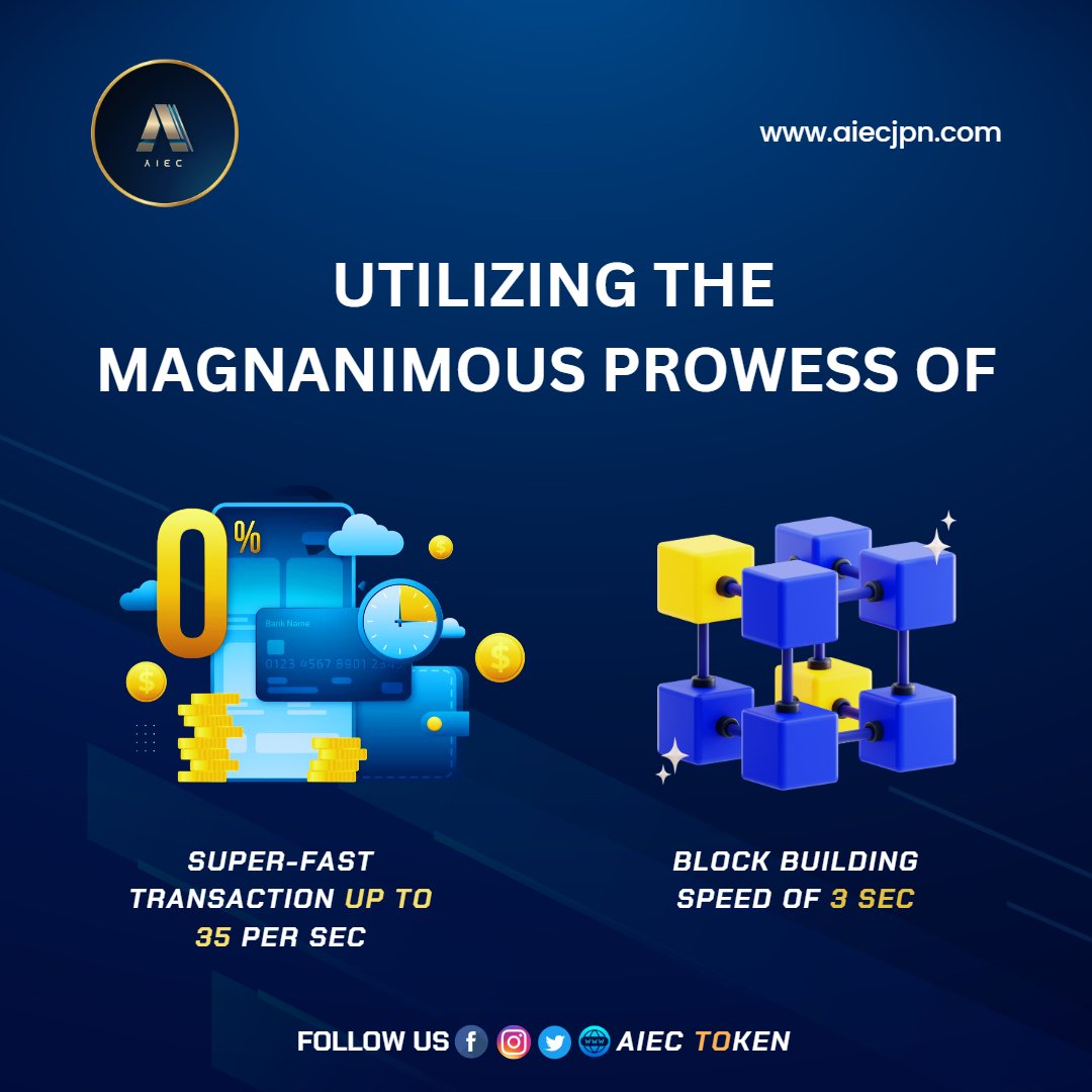 AIEC Token utilizing the magnanimous prowess of super-fast transaction up to 35 per sec and a block building speed of 3 seconds.
 aiecjpn.com
#aiectoken #aiec #smartmove #binance #bep20  #aieccustomerreview #collabration  #stocktrading #tradingtips #tradingforex
