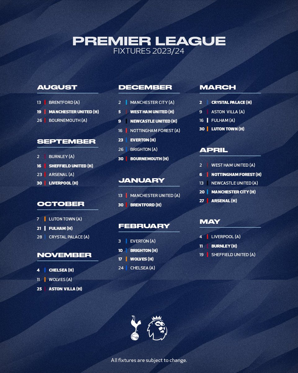 Tottenham Hotspur: Premier League 2023/24 fixtures and schedule