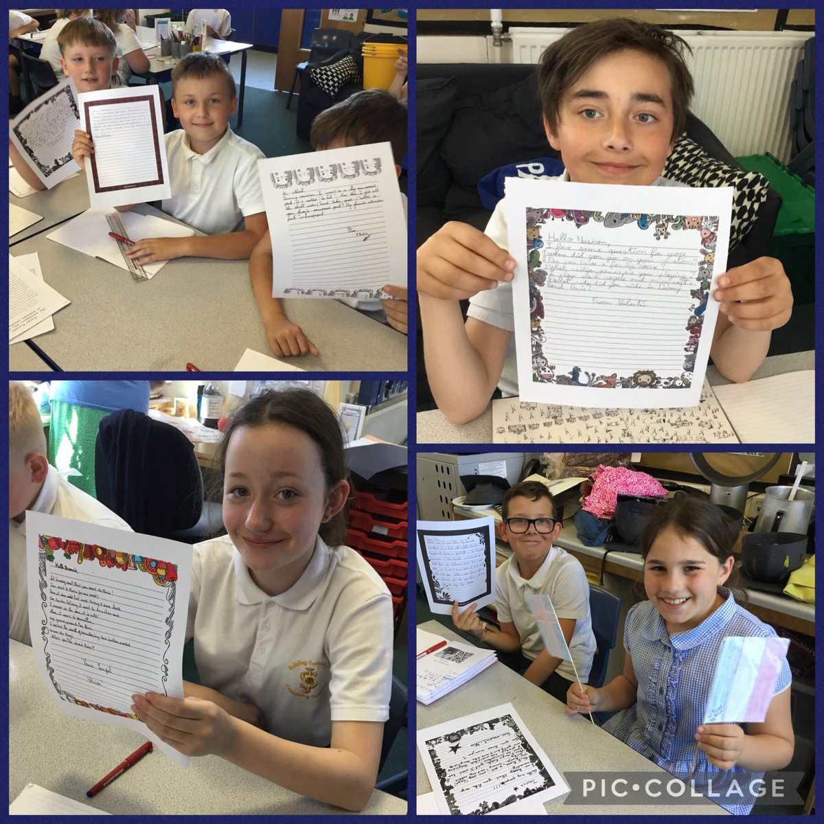stjosephskly's tweet photo. Another exciting postal delivery from France! #ElmClass love receiving letters from their Pen Pals in Lyon! We are working on our replies and will send them before the end of term. It has been a fabulous exchange! #SJKfrench #BestDaysOfTheirLives @bcw_cat 🇫🇷 https://t.co/swCm9QFELw