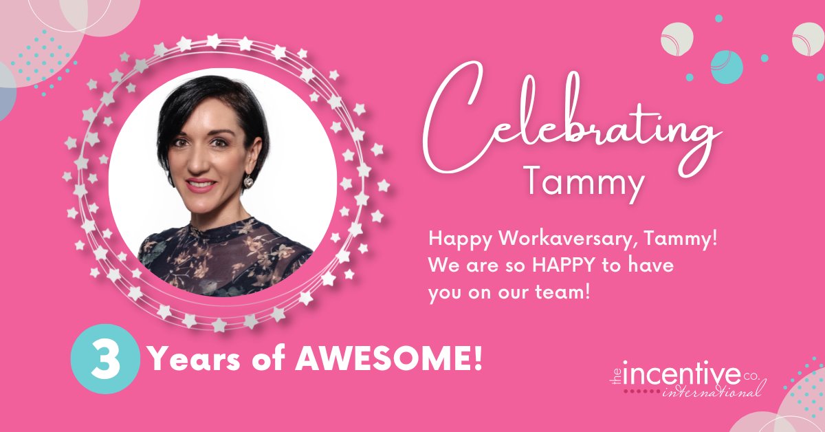 theincentiveco's tweet photo. 🎈Happy #WorkAnniversary to our very talented Happiness Director, Tammy Hetherington! Three years of unwavering commitment, innovation, and growth. Your contributions have helped us reach new heights and your positive spirit is contagious - thank you for everything you do. 🌟🎉 https://t.co/ceoFq45uQF