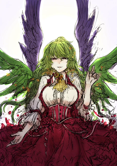 急にティンときたので脳内ラフ出力した。  こんな感じの幽香ちゃん描きたい。