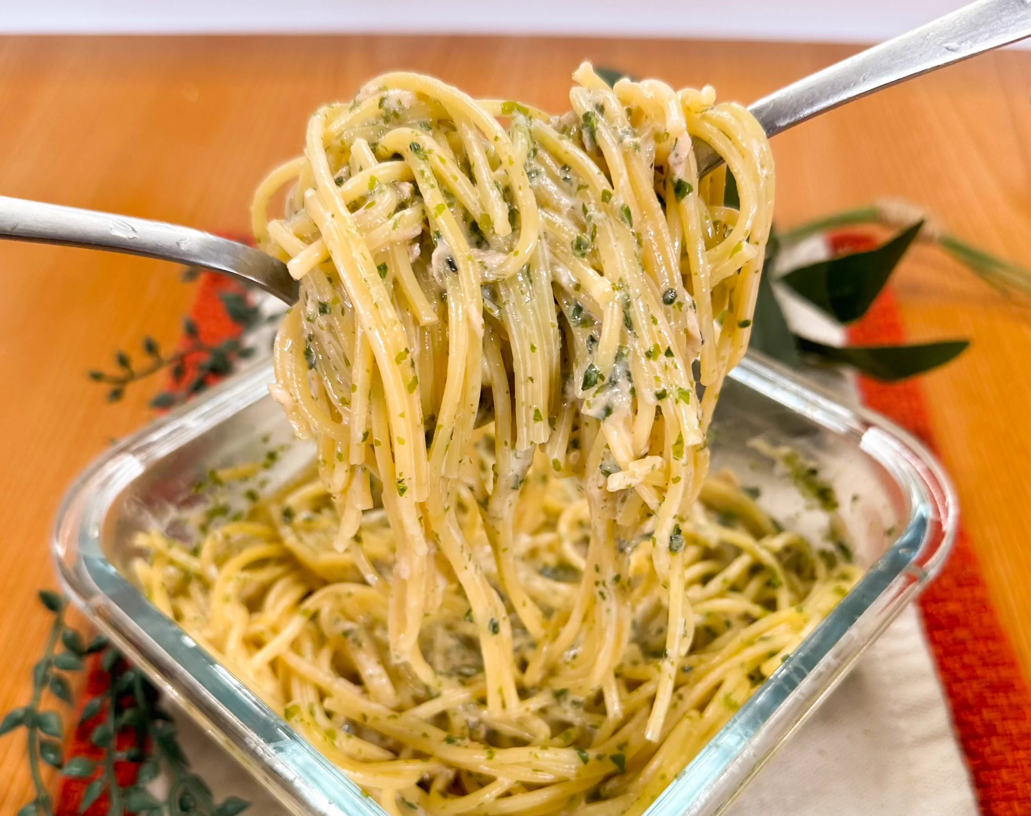 ズボラさんは是非試してほしい！青のりの風味漂う「濃厚ツナマヨ青のりパスタ」。