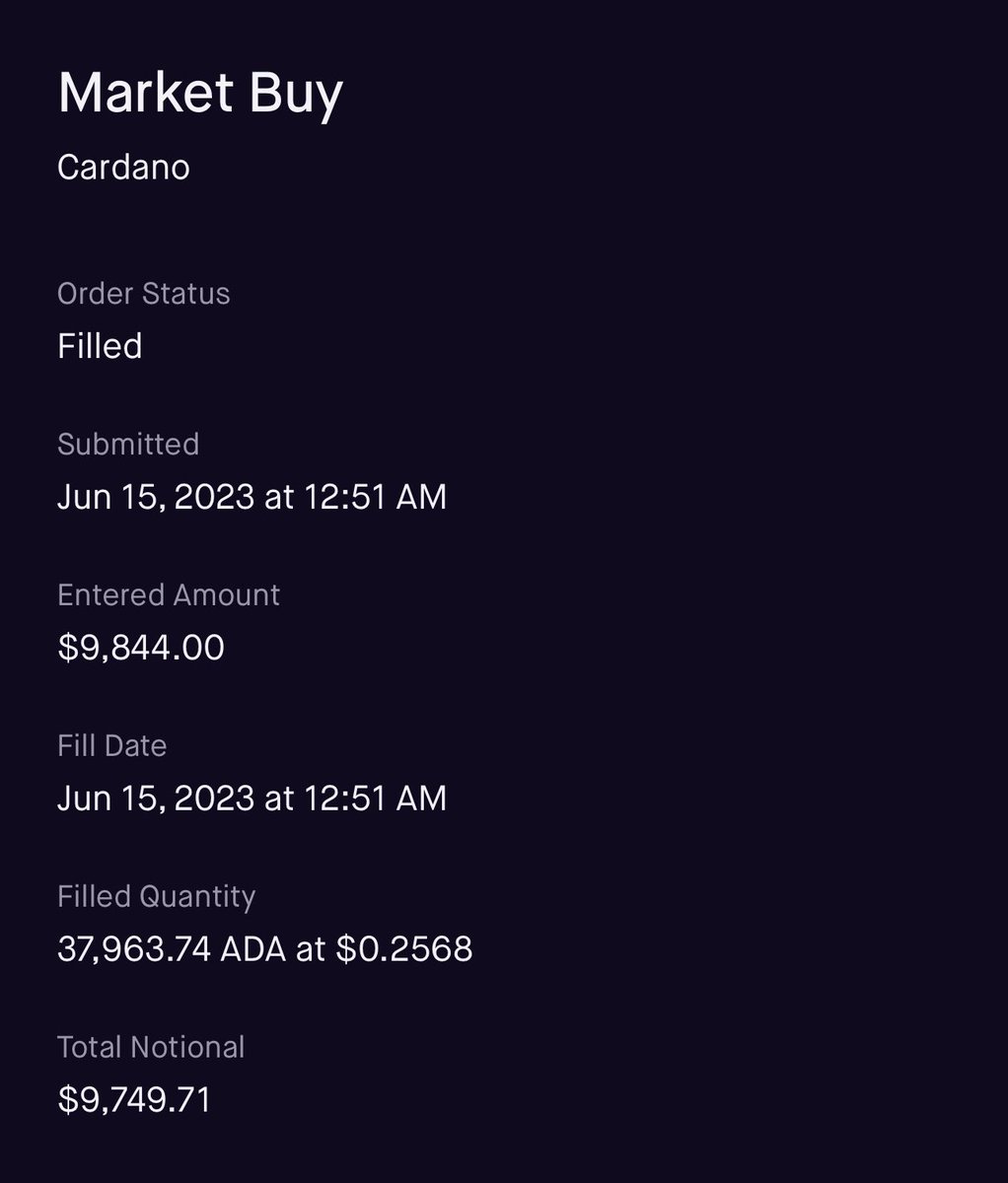 🤦🏼‍♂️ man of my word. 

Bought $10K of #Cardano 

which at 25 cents is 38,000 $ADA

Thanks for playing.