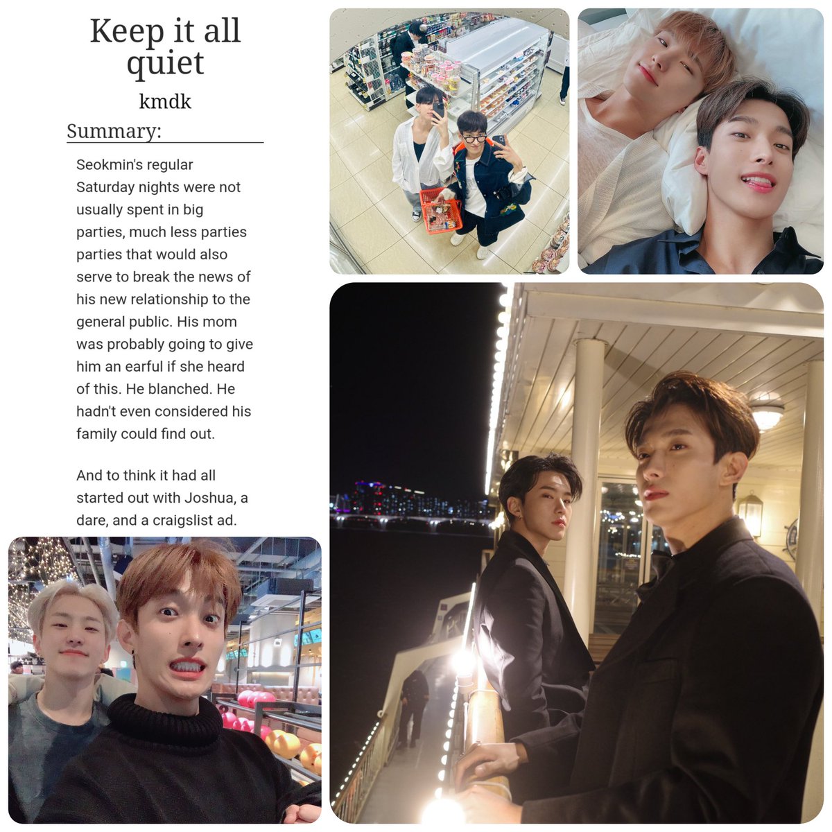 Feels like forever since I've written but this was complete happenstance 👀 my estimated length is 4 chapters (just tmi)

🎭 Keep it all quiet
🎭 Kwon Soonyoung/Lee Seokmin (seoksoon)
🎭 Rated T
🎭 Chapter 1: The Beginning
🎭 For <a href="/ss_fireball/">☄️ seoksoon fic fest</a> prompt 11
🎭 archiveofourown.org/works/47690074…