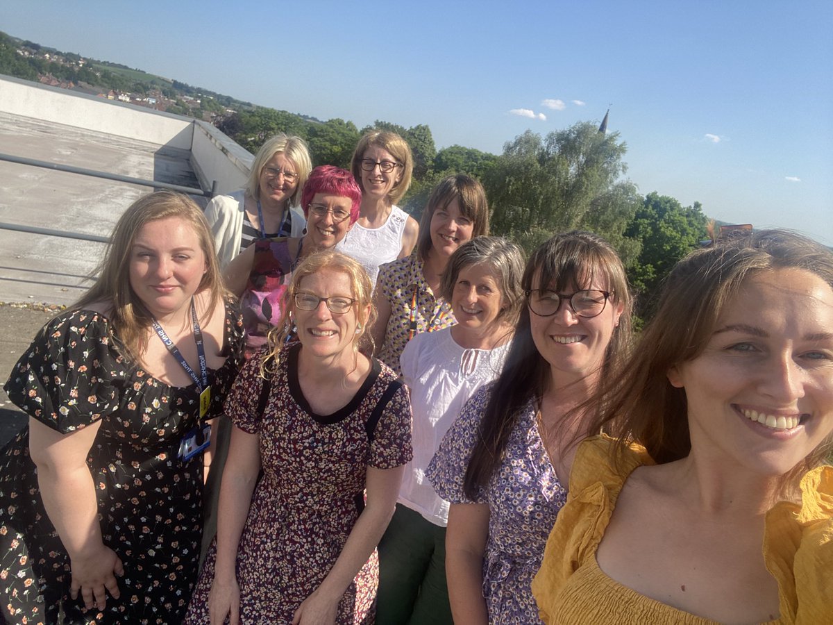 NottsHCAdultSLT's tweet photo. Fantastic Stroke CPD day yesterday with the Community Stroke Team SLTs &amp; linking in with our acute colleagues @squiffoboxo 💛 Brilliant discussions around @cuespeak #ScriptingTherapy and @BCAphasia #BetterConversations @BasAphasia #SLTCPD ending with a rooftop photoshoot 🤳🏼☀️ https://t.co/eZaqctdj2R