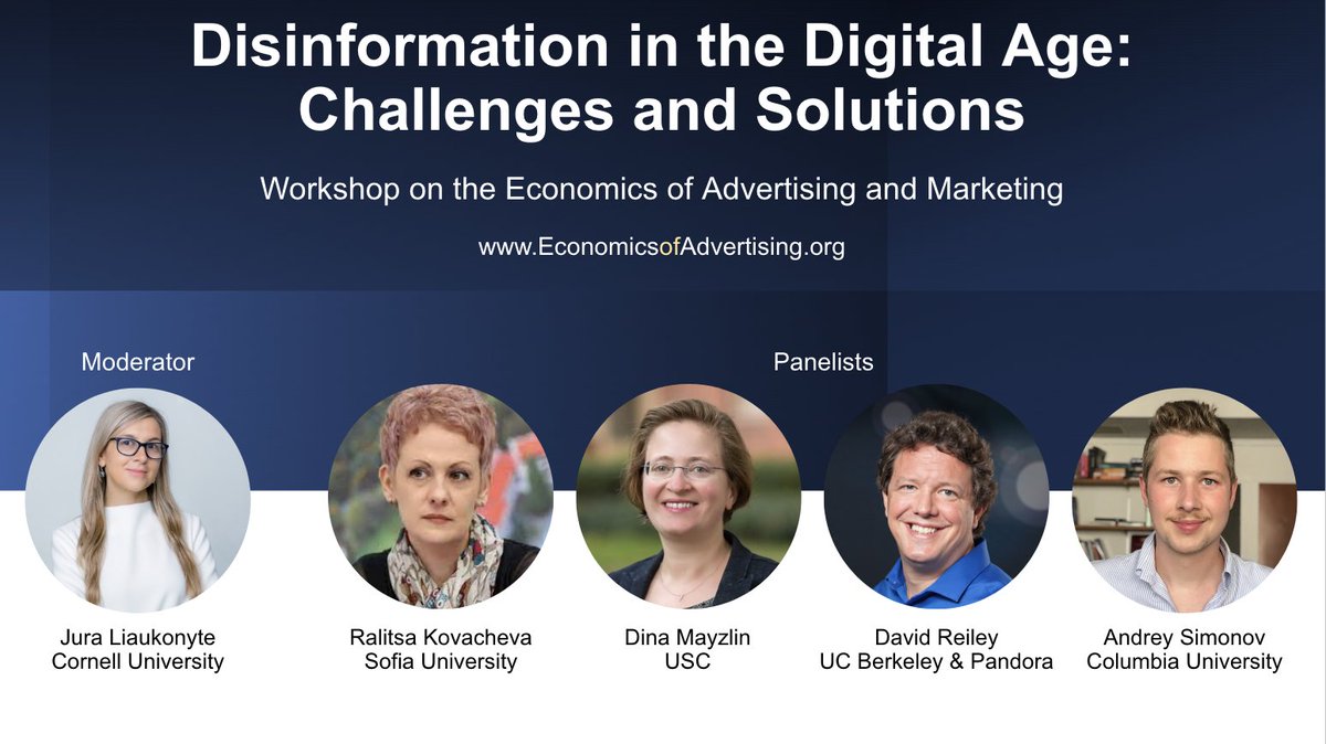 Jūra Liaukonytė (@jurawho) on Twitter photo Looking forward to moderating a panel on a highly timely subject of disinformation, with a special emphasis on modern Russian propaganda, as part of the Economics of Advertising conference that I am co-organizing with @dragansk and others. cc <a href="/andsimonov/">Andrey Simonov</a> <a href="/RKovacheva/">Ralitsa Kovacheva</a> <a href="/dmayzlin/">Dina Mayzlin</a> Looking forward to moderating a panel on a highly timely subject of disinformation, with a special emphasis on modern Russian propaganda, as part of the Economics of Advertising conference that I am co-organizing with @dragansk and others. cc <a href="/andsimonov/">Andrey Simonov</a> <a href="/RKovacheva/">Ralitsa Kovacheva</a> <a href="/dmayzlin/">Dina Mayzlin</a>
