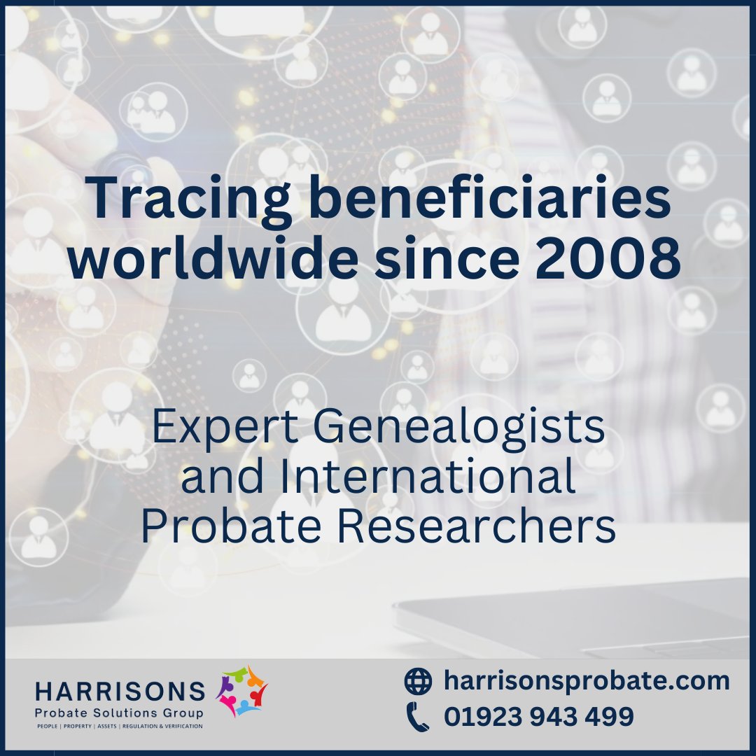HRProbate's tweet photo. We at Harrisons Probate have a dedicated team of Probate Researchers who have traced beneficiaries around the world. One of our greatest motivations is adding more countries to our list.

#probate #probatecase #probatelaw #genealogy #ancestry #genealogyresearch #will #solicitor https://t.co/7uSYALtiv4