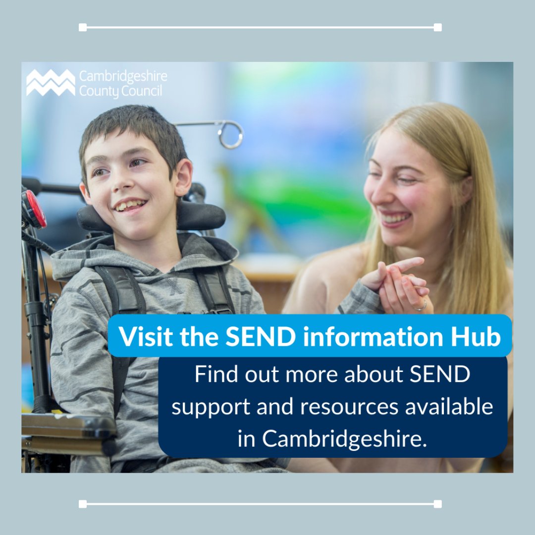 pinpointcambs's tweet photo. 🤝 The SEND information hub is designed to help families feel empowered and find support in Cambridgeshire
Learn more: https://t.co/QUmN5wxzxP
@CambsCC 
#SEND #AdditionalNeeds #SENDInformationHub #ParentCarers #Education https://t.co/yFj18TcVhH