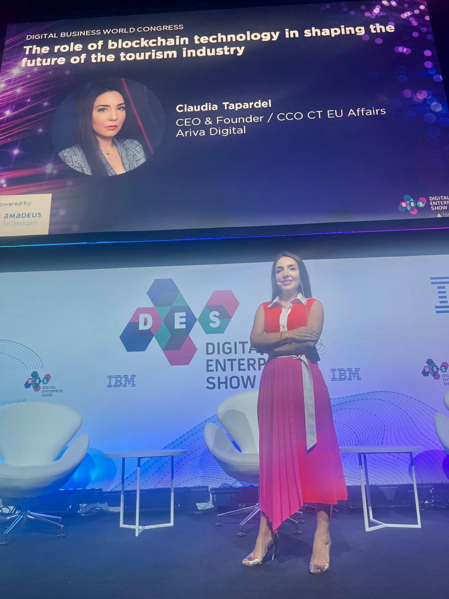 ArivaCoin's tweet photo. We are proud of the participation of #Ariva CCO @ClaudiaTapardel as host of the Tourism &amp; Hospitality Forum.

And having a keynote presentation about “The role of blockchain technology in shaping the future of the tourism industry” at @DES_show - Digital Enterprise Show in Malaga https://t.co/ZcTWEWoOkx