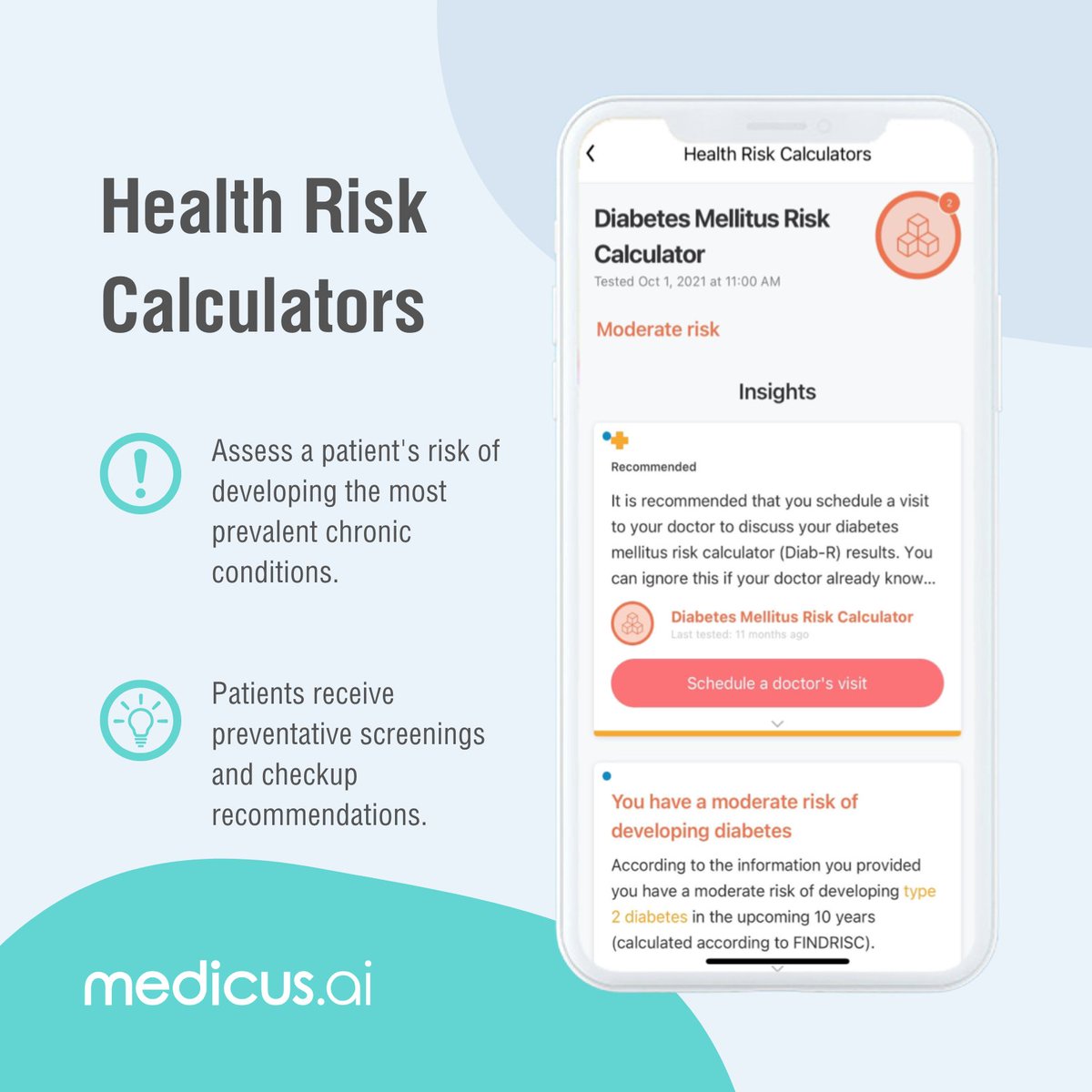 medicusai's tweet photo. 💡#SmartReports runs #healthriskcalculators to assess a patient’s risk of developing #cardiovasculardiseases, #hypertension, and #diabetes. The calculators run in the background for eligible users and notify them when their risk score exceeds optimal levels.
#MedicusAI https://t.co/OPjzAUhVV1