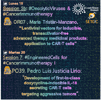 genyo_pts's tweet photo. LentiStem también estará muy presente en el al 12º Congreso Bienal @SETGYC compartiendo novedades muy interesantes
¡Nos vemos en Pamplona! @LentiStemB
#GeneEditing #EngineeredCells #CancerImmunotherapy https://t.co/EmobDixi8J