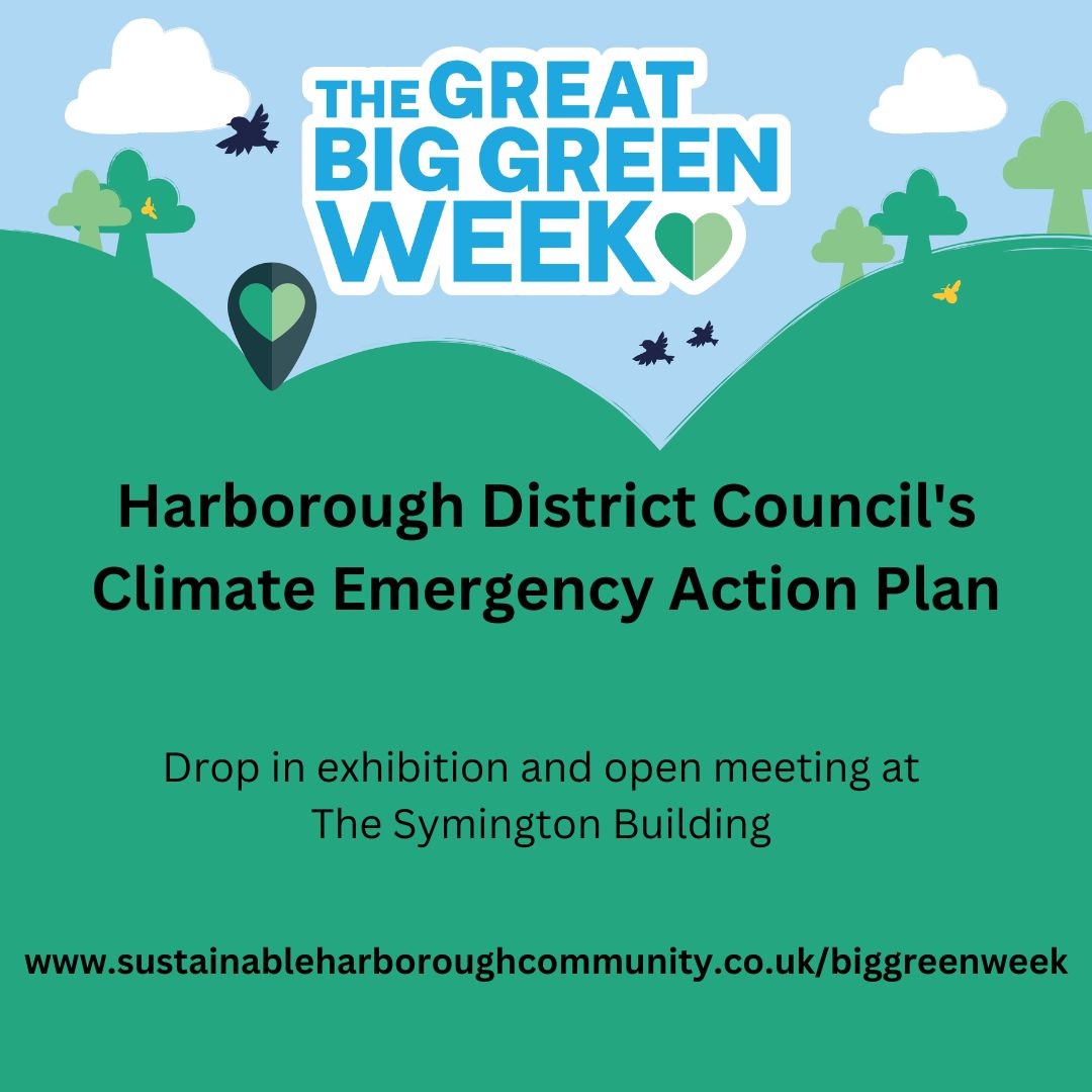 HarboroughDC's tweet photo. 🌍💚Find out about the Climate Emergency Action Plan in #Harborough district! 

👉Free climate exhibition open Thurs 15 &amp; Fri 16 June, 10am - 6pm

👉#Climate meeting tonight: Thurs 15 June'23, 7pm - 8.30pm
👉Book your free space here: https://t.co/t4D7w7iE9a

#GreatBigGreenWeek https://t.co/zw3FMXWEHi