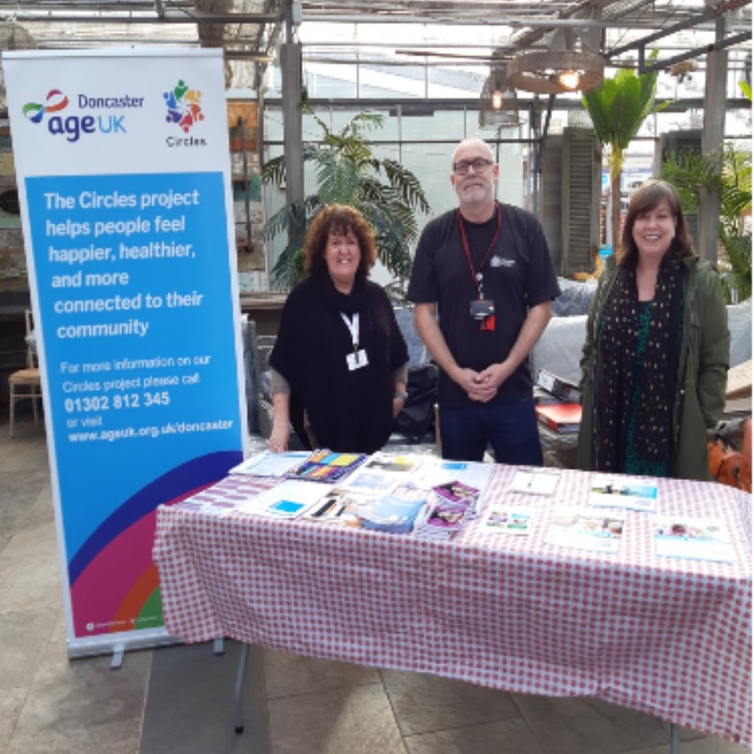 Don't miss Age UK Doncaster's Circles pop-up session at Cafe Flourish today from 10:00am to 11:30am! Join us for a cuppa and a chat with like-minded people. It's a great opportunity to make new friends and become more connected to the community. See you there!