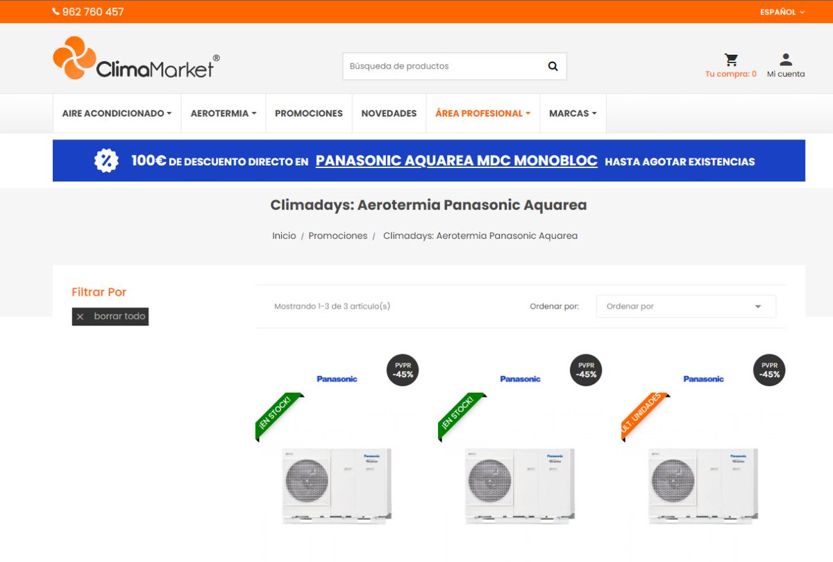 clima_market's tweet photo. Ultimo dia de la promoción de Aquarea de #Panasonic. La mejor climatización con 100 € de descuento, no dejes pasar esta oportunidad #ClimaMarket #Climadays
https://t.co/W4N4WI7Ni4 https://t.co/pRayPT8MgL