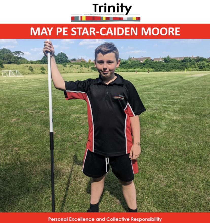 TrinityPEDep's tweet photo. MAY STAR OF THE TERM ⭐️CAIDEN MOORE ⭐️ 

Well done to Caiden winning May's sports star of the month. Caiden has been part of both the year 7 cricket and athletics teams. In lessons he shows a real drive to keep improving and a fantastic attitude. Well done Caiden! https://t.co/bKP2lJ1jcp