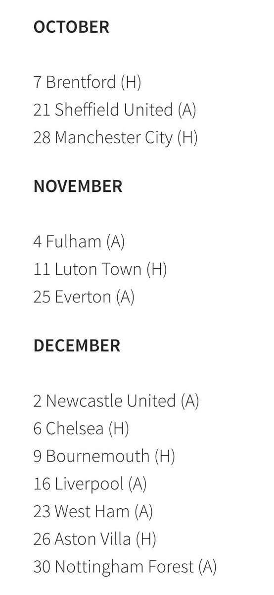 UnitedStandMUFC's tweet photo. 📅 #mufc’s full list of fixtures for the 2023/24 season. https://t.co/Bw88I2YJBU