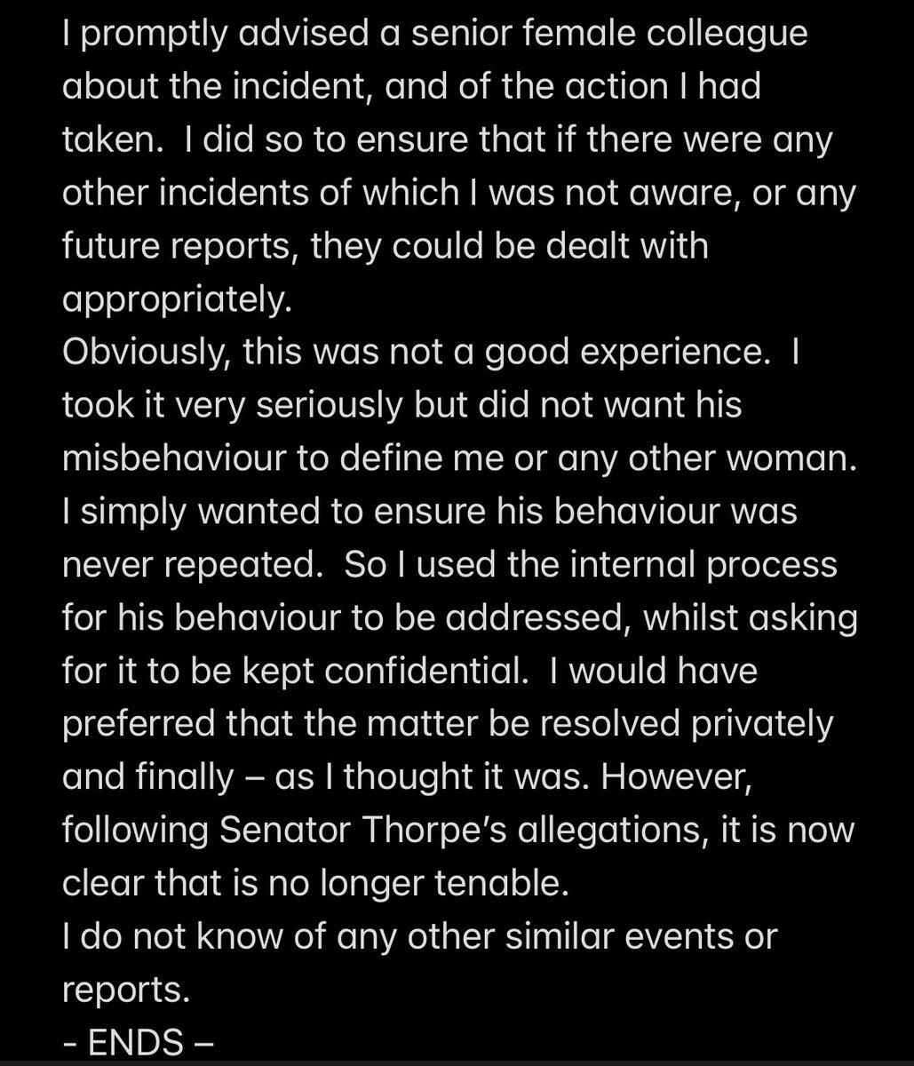 Statement from former Liberal senator Amanda Stoker