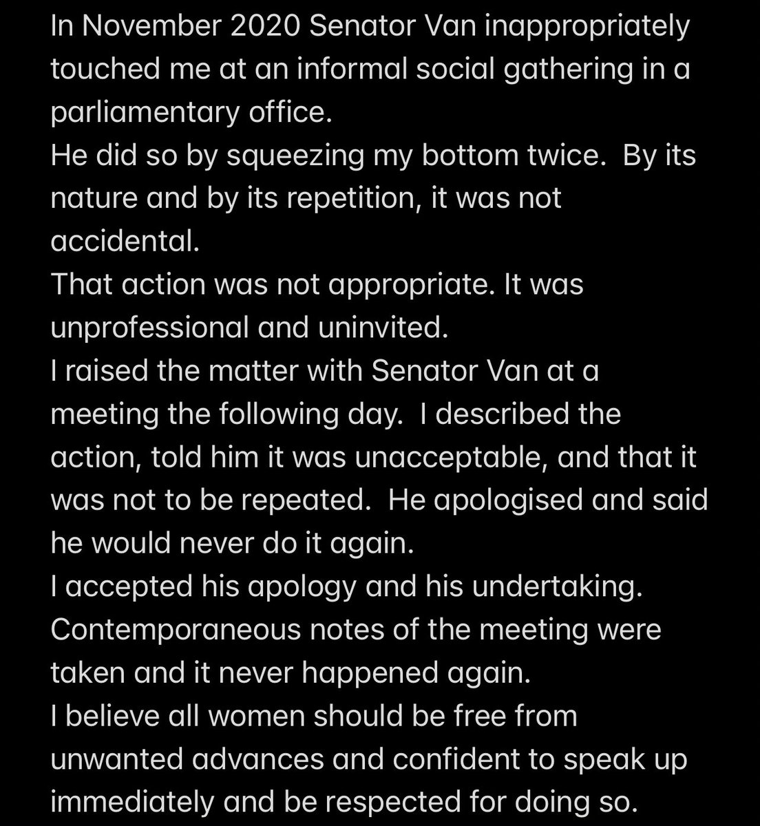 AmyRemeikis's tweet photo. Statement from former Liberal senator Amanda Stoker https://t.co/txs21FYRiB
