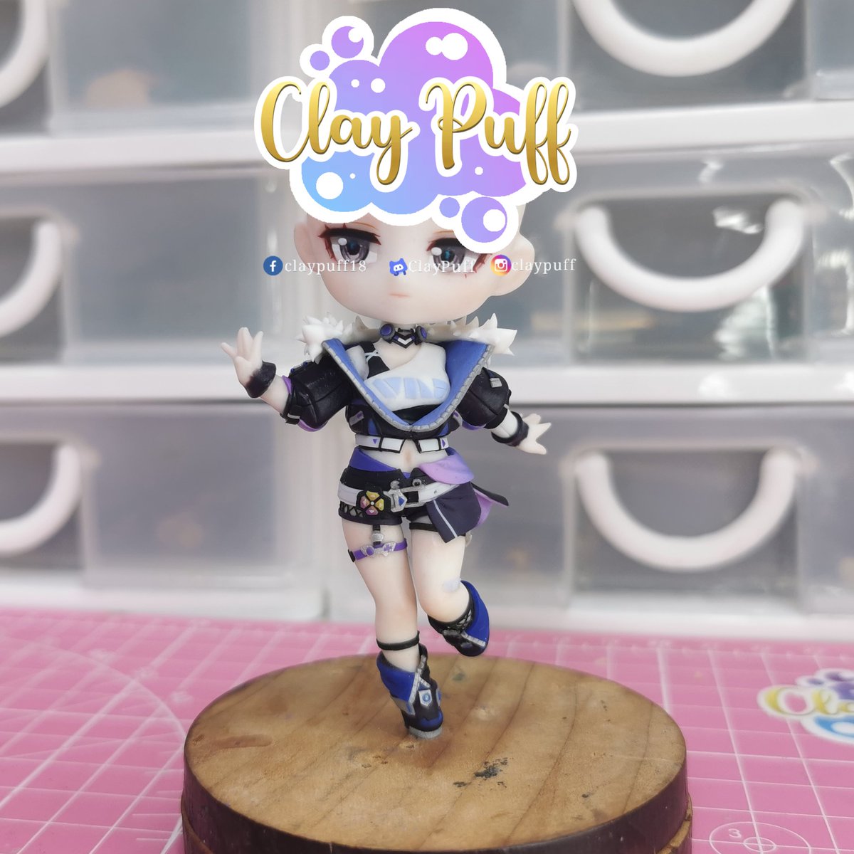 ClayPuff's tweet photo. So excited to show my Silver Wolf in finished form😍 So many tiny details.T.T I need to make them, since other artists take for granted these tiny details so much.
I wonder how she would turn out.?!
#SilverWolf #hrs #HonkaiStarRail  #Chibi #chibiclay #polymerclay https://t.co/cHmamP0zHH