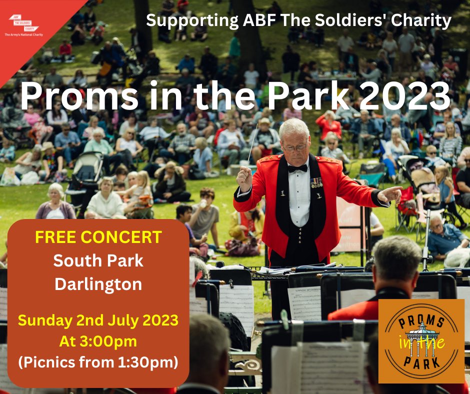 Proms in the Park returns on 2nd July 2023! This fantastic FREE concert is the perfect afternoon out. With great music and convivial atmosphere - bring a picnic and enjoy!
Please support  <a href="/ABFbarney/">Lt Col Barney Barnbrook</a>  and the @Soldierscharity