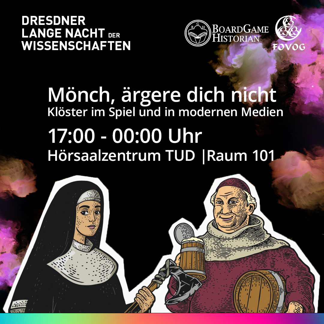 #LNdWDD (30.6.23): Mit <a href="/NNGDG_TUD/">DidaktikDerGeschichteDresden (stillgelegt!)</a> haben wir einiges zu #MonasteriesInModernMedia vorbereitet - Bei uns könnt ihr u.a. in Comics schmökern, eine Ausstellung von <a href="/BoardgameHisto/">Boardgame Historian</a> bewundern und Brettspiele testen! Infos hier: wissenschaftsnacht-dresden.de/programm/detai… <a href="/LangeNacht_DD/">Dresdner Lange Nacht der Wissenschaften</a> @GSW_TUDresden