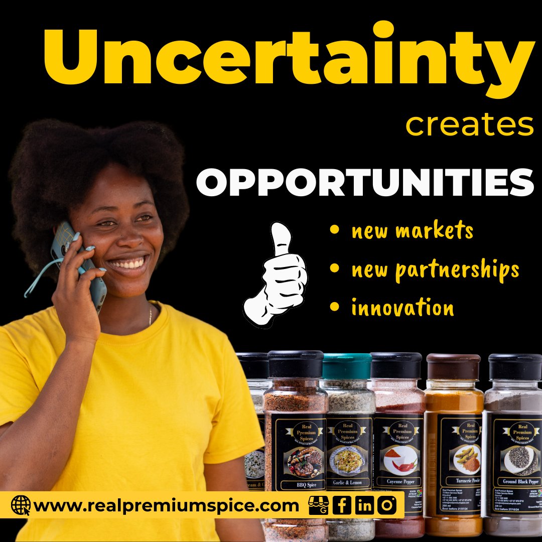 Uncertainty creates opportunities for the #wise  Selling #RealPremiumSpices is one of the best opportunities you can ever find because you get #cash every day #StartToday #MakeMoney #EatHealthy #DeliciousMeals