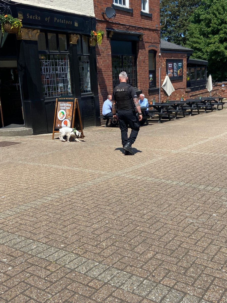 WMPDogs's tweet image. Live practical training for our narcotics drugs dogs and their handlers this week, working with the town centre neighbourhood team @BrumPolice high viz patrols in the ☀️ taking plenty of breaks 💧 #PDBud #PDDelph #PDChase 🐾