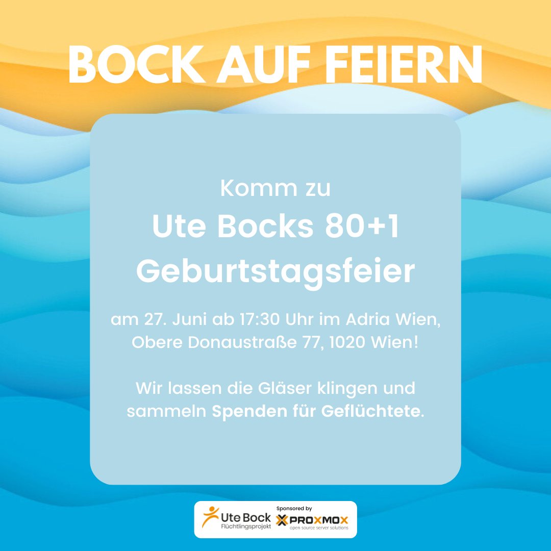 vereinutebock's tweet photo. Anlässlich #UteBock|s 80+1 #Geburtstag lassen wir die Gläser klingen und sammeln Spenden für Geflüchtete: 10 Cent pro frisch gezapftem Bier oder Spritzgetränk spendet das #AdriaWien den ganzen Sommer lang uns! Seid ihr mit dabei? 🧡☀🥂
https://t.co/MQdZ3oBvOy https://t.co/sUIOz1vVUJ