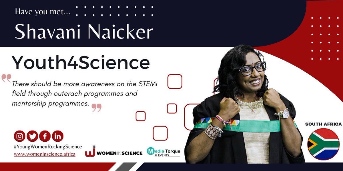 Meet Shavani Naicker Finding innovative ways to resolve universe’s mysteries #Youth4Science #YouthMonth #WomenInScience #WomenInSTEM #Africa #Science #Women #YoungWomenRockingScience #WomenOfImpact Read on her story: womeninscience.africa/finding-innova…