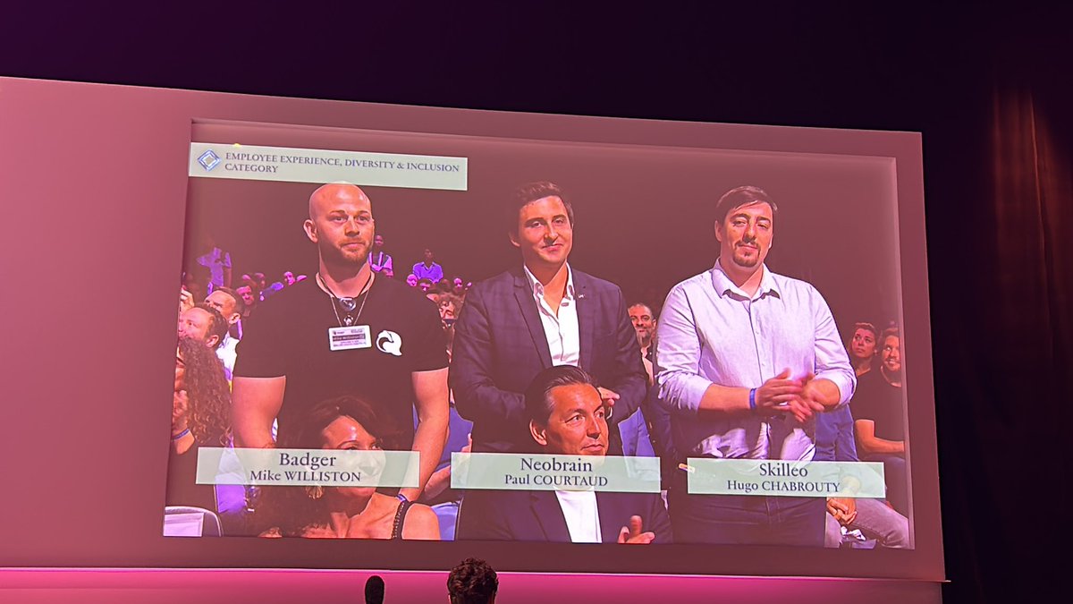 #vivatech  LVMH innovation awards 

Thématique : Expérience employé, diversité et inclusion

The WINNER 🏆 is 

👉 #Neobrain : orienter les stratégies RH avec compétences de demain

Other finalists are 

- #Badger : badge intelligent pour assistant commercial

- <a href="/Skilleotech/">Skilleo</a> :