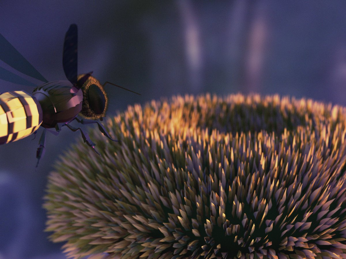 RFTobar's tweet photo. I'm really happy with how this is turning out; previewing and adding details here and there. I should be continuing off-stream to finish this sooner. #honeybee #twitch #twitchstreamer #3dart #modo #octanerender #postlowpoly #nftart #animalart #lowpoly https://t.co/tBRfPpo5EP https://t.co/vyZAp1fyj7