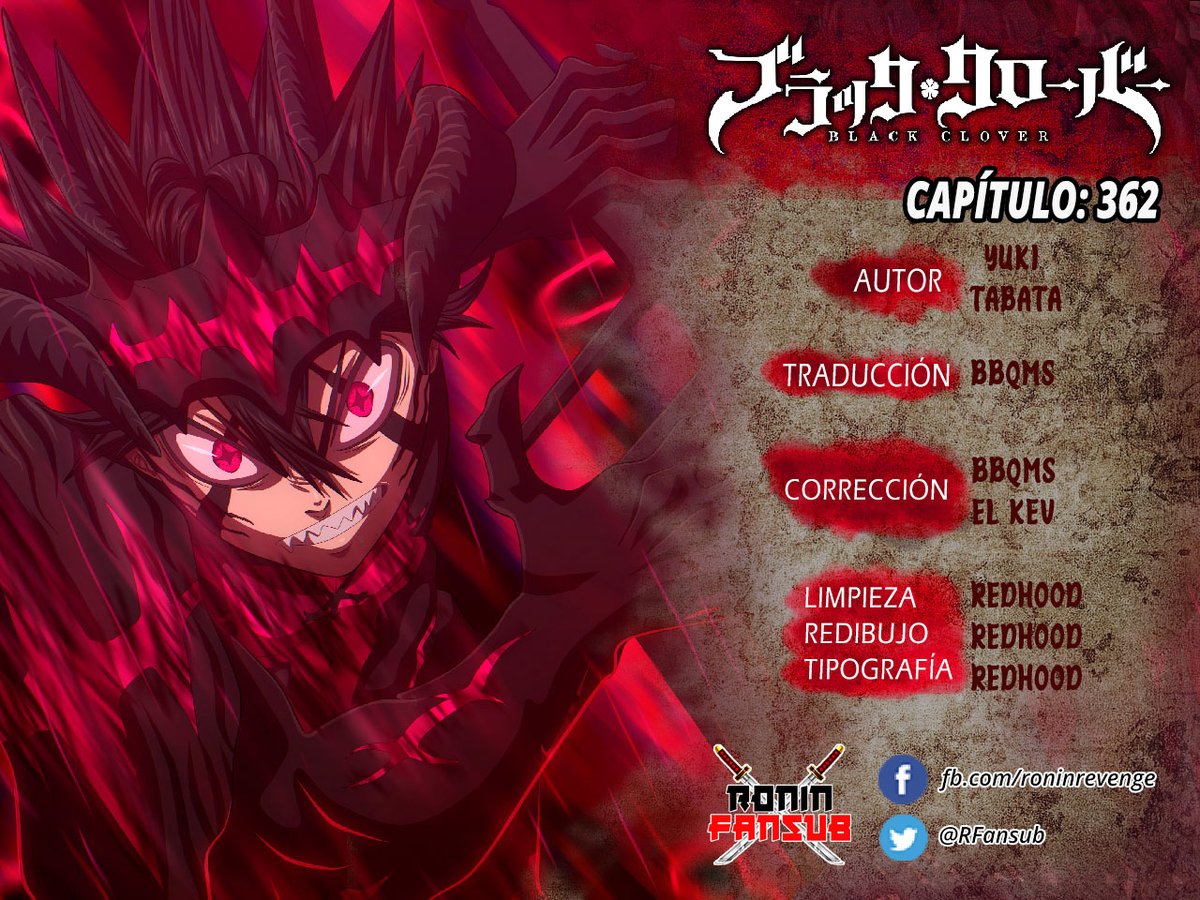 RFansub's tweet photo. Buenas tardes, dias, noches. Nuevo capitulo de Black Clover #362.   
Compartan y disfruten.    
Kumanga: https://t.co/YRZlISy5hE
TMO: https://t.co/eLWDN4n3k3 https://t.co/DXdpIvPWuw