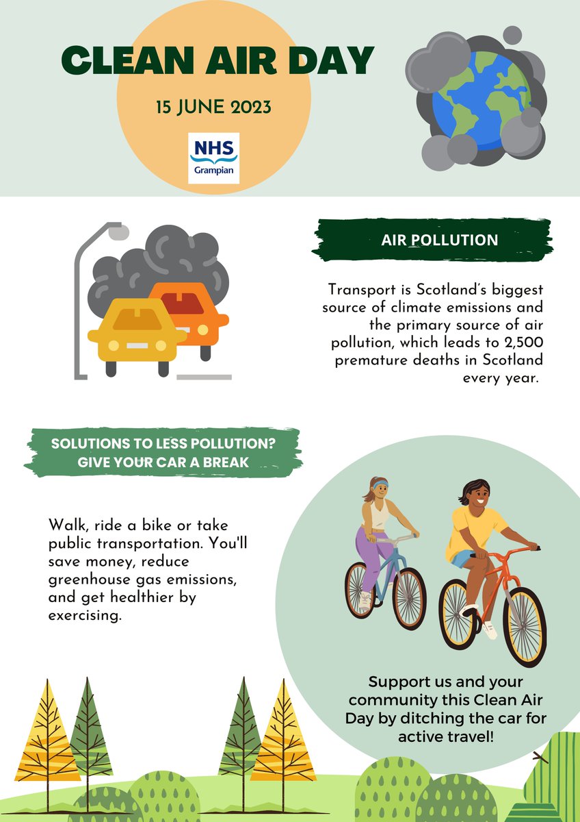 Today is clean air day!

Road transport emissions are the largest source of air pollution in urban areas in the UK, causing serious health risks. 

By switching the way you travel to more sustainable and active modes, you benefit your wallet, your health and your planet.