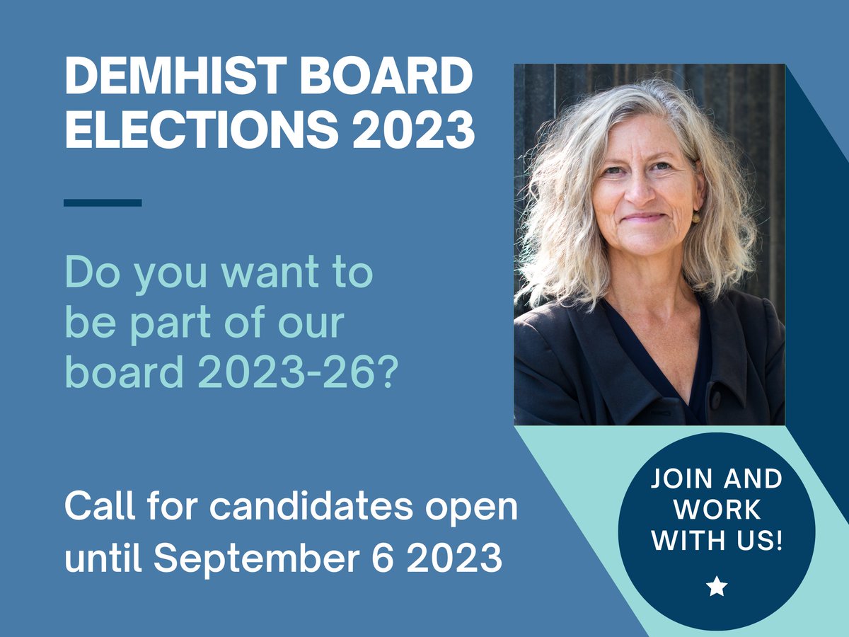 Hola miembros del #DEMHIST!!

La convocatoria de candidaturas para las #elecciones 🗳️a la Junta del DEMHIST está abierta hasta el 6 de septiembre! 

¿Os gustaría ser parte de nuestra Junta 😀?
Información aquí 👉cutt.ly/9wemqIk3