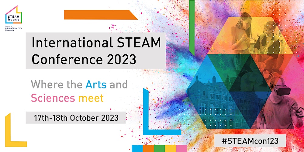 #Event| International STEAM Conference 2023
📅17-18 Oct, all day
📍STEAMhouse, Bham
ℹ️ Presentations of STEAM thinking will be applied to themes of transformation, and sub-themes of pedagogy, #Sustainability, EDI and digital technology.🌳 #STEAMconf23
🎟️ bit.ly/43Vkw9e