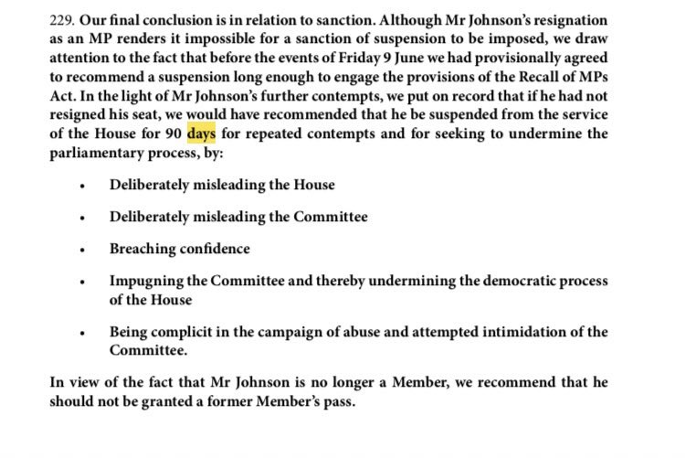 𝗕𝗼𝗿𝗶𝘀 𝗝𝗼𝗵𝗻𝘀𝗼𝗻 𝗶𝘀 𝗮 𝗟𝗜𝗔𝗥!! #PrivilegesCommittee concludes he deliberately misled Commons over #PartyGate and was in contempt of Parliament. Involved in a campaign of abuse and attempting intimidation of the committee. 
#PartygateReport #BorisIsALiar