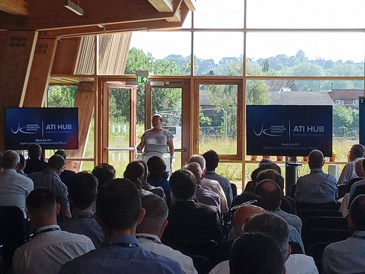 Sophie Lane from <a href="/UKAeroInstitute/">ATI</a> speaking at the <a href="/UoNAerospace/">UoN Aerospace</a> and  <a href="/MAAaero/">MAA</a> Aerospace Unlocking Potential technology and funding showcase. Introducing the #ati and strategic funding opportunities #NetZero #aviation
