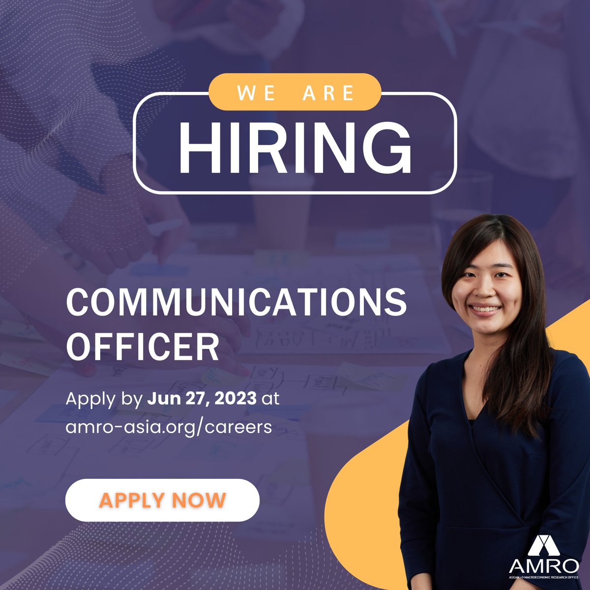 📣 #WorkWithUs If you are a seasoned communications professional with experience in #media relations and #outreach campaigns, join us on our mission in contributing to the macroeconomic and financial resilience and stability in #ASEANplus3

➡️ Apply at amro-asia.org/careers