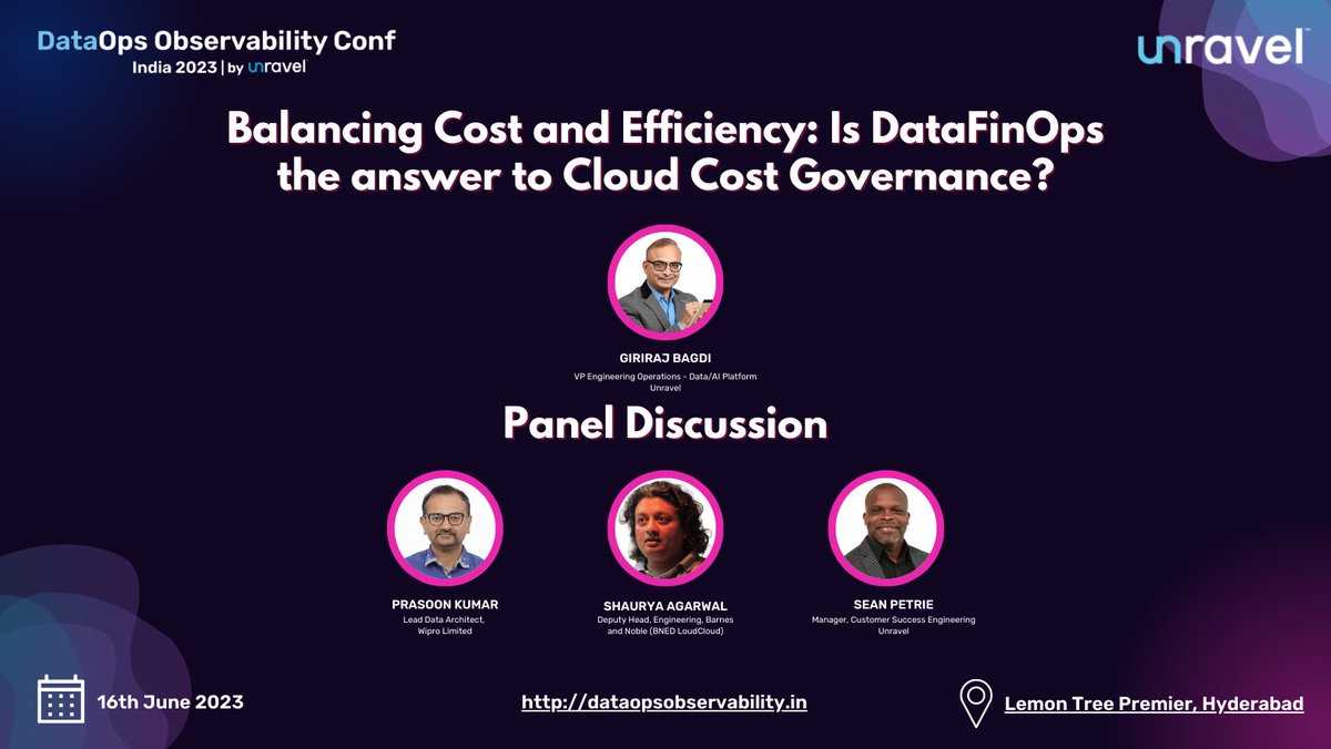 unraveldata's tweet photo. π£οΈ We are presenting a panel #discussion on: "Balancing Cost and Efficiency: Is #DataFinOps the answer to #Cloud Cost Governance?"
Register Now - Friday, 16th June, 9:00 AM at Lemon Tree Premier, Hyderabad
#DataOpsObservability #PanelDiscussion #CloudCostGovernance #DataFinOps https://t.co/wqexoR3n5D