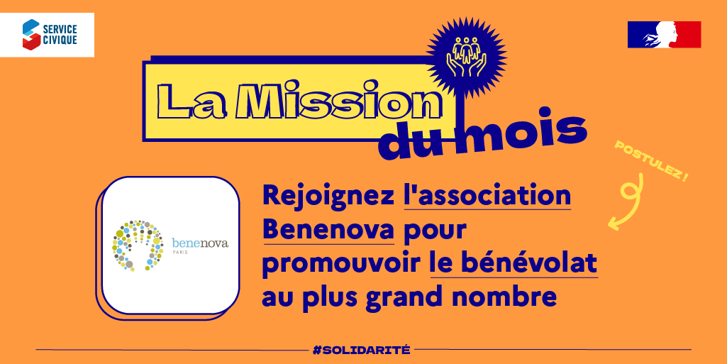 Contribuez à favoriser le bénévolat auprès du plus grand nombre à Paris, en rejoignant l'association @Benenova_fr . 🤝

🗓️ Mission de 6 mois à pourvoir dès maintenant

Postulez dès maintenant sur notre site 👉
service-civique.gouv.fr/trouver-ma-mis…