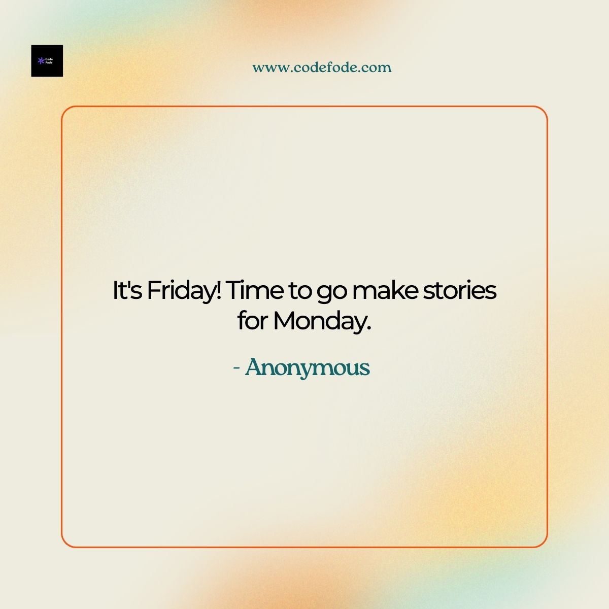 codefodetec's tweet image. Embrace the #weekendvibes and make the most of your well-deserved break.

#codefode #weekendvibes #weekendmood #weekendescape #weekend #fridayblessings #friday #fridaymorning #fridayvibes #itcommunity #itcompanyindia #itcompany #webdevelopment #webdeveloper #webdesign