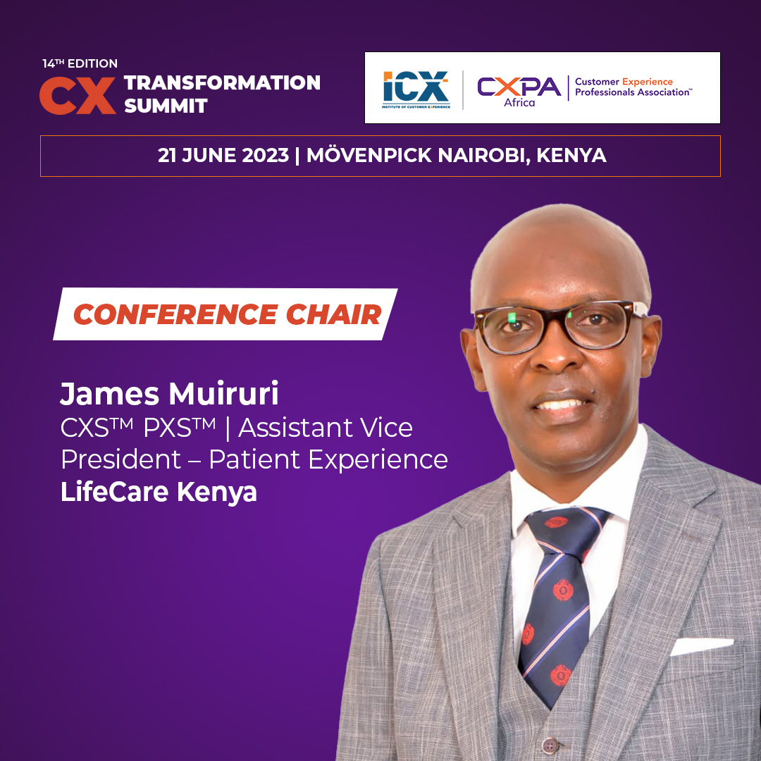 Pbi_events's tweet photo. Get ready to be captivated by the leadership of @JamesMuiruri_M, the Conference Chairperson of the 14th #CXTransformation Summit. Make sure to join us on June 21, at Mรถvenpick Hotel in Nairobi, #Kenya. Reserve your place at https://t.co/aGOJATkYth. #cx #digitalcx #cxevents https://t.co/S3kst0fSGy