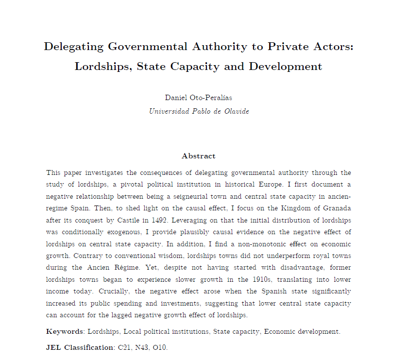 OtoPeralias's tweet photo. 🚨 WORKING PAPER UPDATE  🚨

Just finished a full revision of my paper on lordships, after 5 years -and 3 kids- of its first release in March 2018.

A thread summarizing the paper 👇 https://t.co/4LuSkkKX96