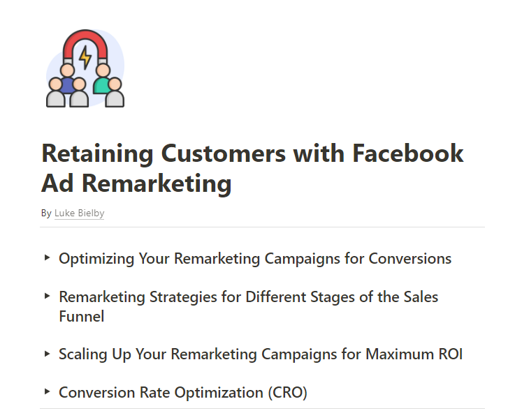lukebielb's tweet image. Are your Facebook ads dropping too many potential customers?

Let me help...

I made a guide on using Facebook Ads Remarketing to boost customer retention.

✅Customer Stage Strategies
✅Funnel optimization
✅CRO

Like  + RT + Comment &apos;re&apos; to get it FREE.

(Must be following)