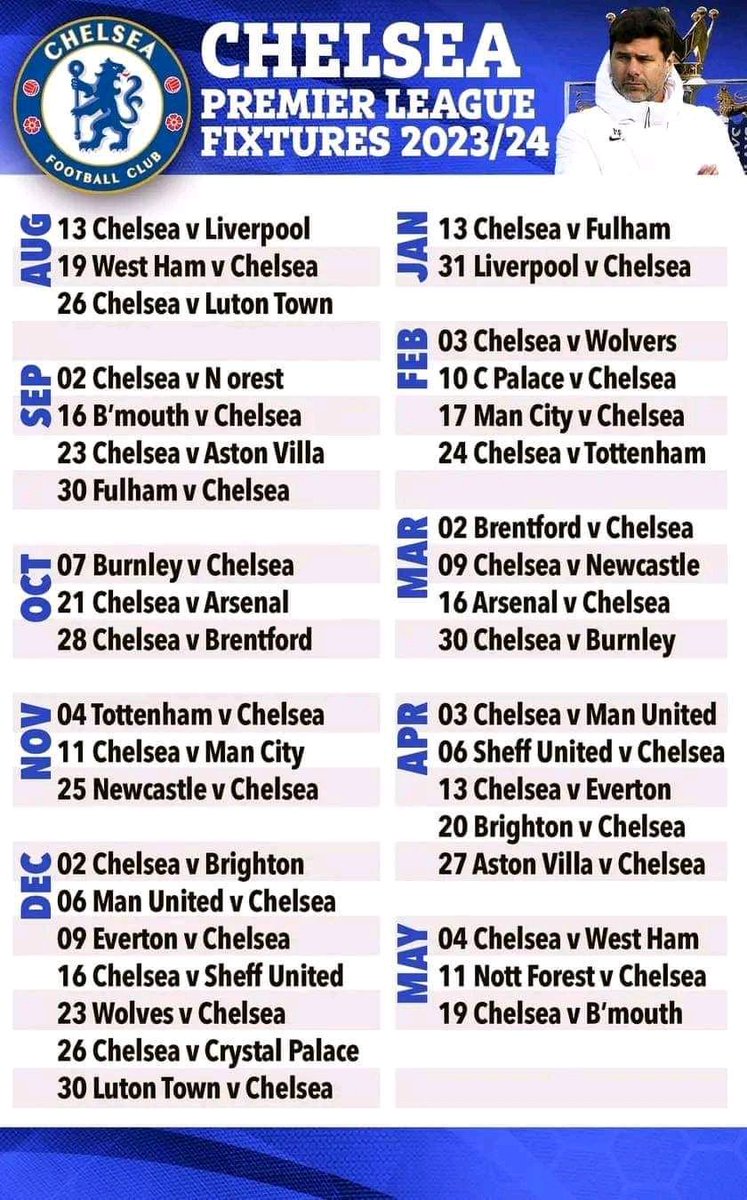 oltsport_'s tweet photo. ✅  Chelsea FC Premier League 23/24 season calendar ����️ https://t.co/U4V2bY6R83