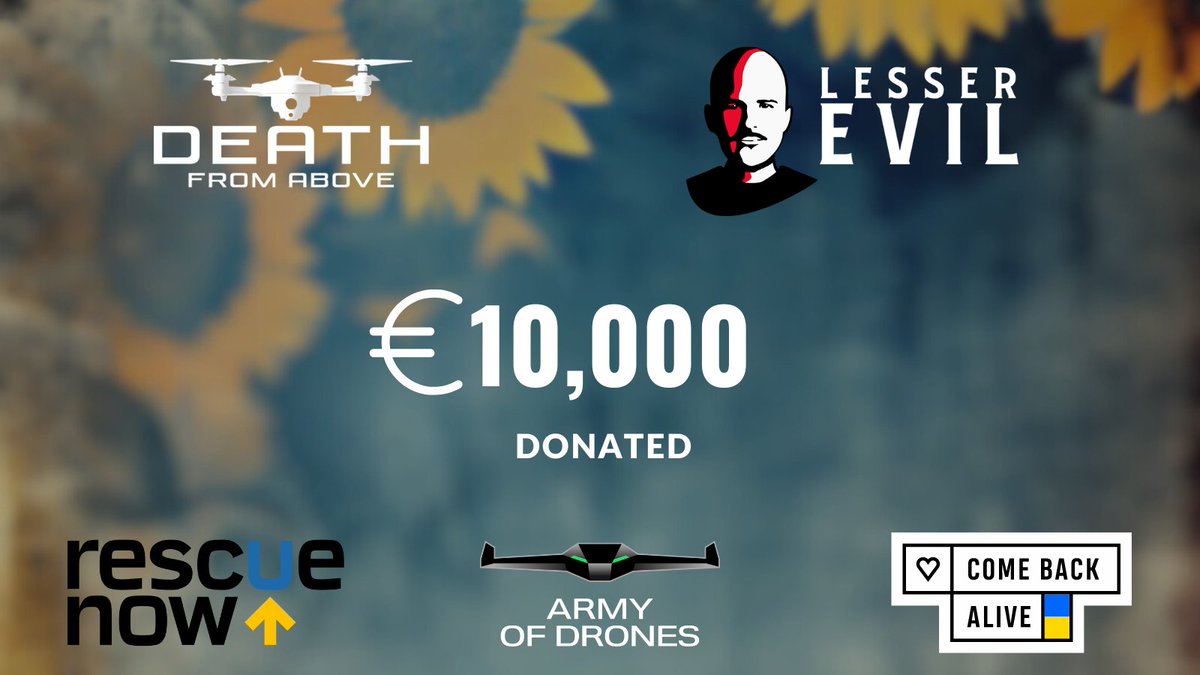 We've got awesome news! Death From Above joins the frontlines by airdropping a €10k donation. #UkraineRussiaWar 

We couldn't have done it without all of our players and #NAFO, and we're overwhelmed by your support. #Ukrainewillwin

Read 🧵below for more details👇
