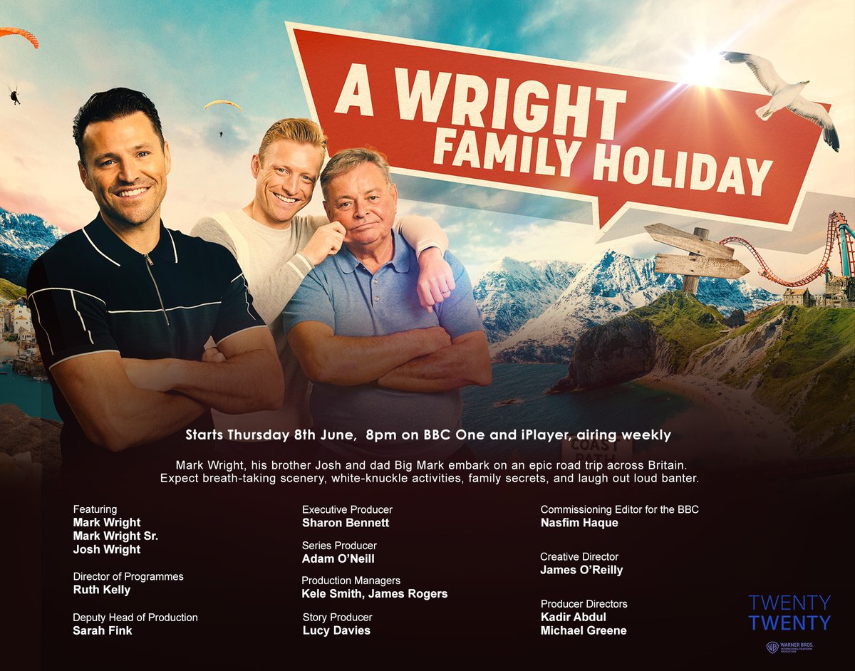 Catch up with Ep1 of A Wright Family Holiday on <a href="/BBCiPlayer/">BBC iPlayer</a> now, ready for Ep2 airing tonight!  

Join <a href="/MarkWright_/">Mark Wright</a> &amp; family as they embark on an epic, banter filled journey across the UK. Not to be missed! 

Posted by Evos
Client:<a href="/TwentyTwentyTV/">Twenty Twenty TV</a> 

#AWrightFamilyHoliday