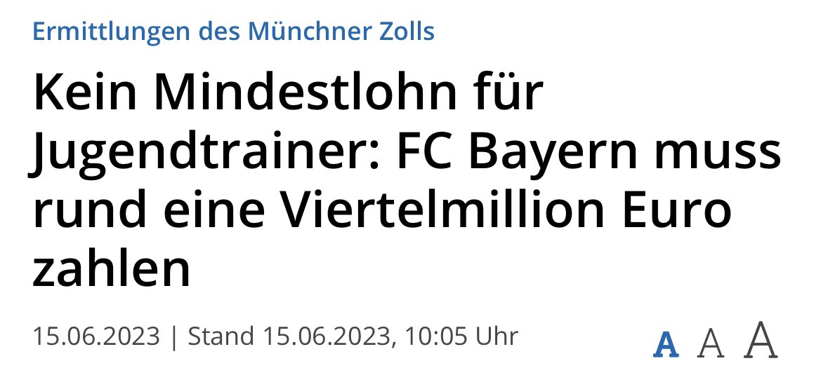 Der FC Bayern München muss wegen #Mindestlohnbetrug eine Viertelmillion Euro Strafe zahlen. Meine Anfrage hatte die Verfahren gg. fünf Profi-Fußball-Clubs aufgedeckt.

Millionengehälter für Spieler, aber nicht mal Mindestlohn für Angestellte. Zum schämen! pnp.de/nachrichten/ba…