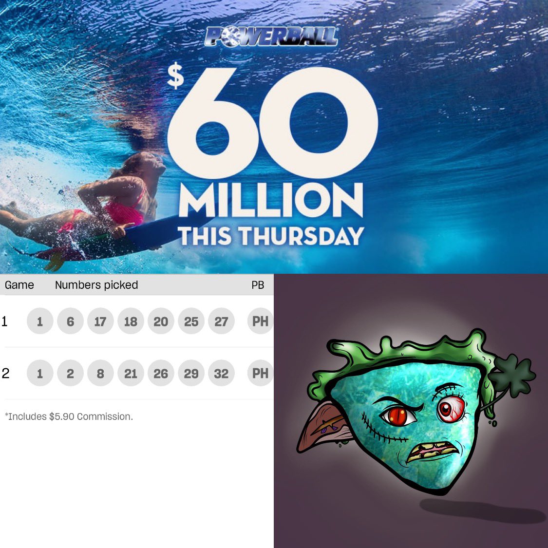 toastpunk's tweet image. Want a share in $60M? 👀

Draw is on tonight. All @ToastPunk &amp;amp; @IrishOracle holders automatically share this ticket if this wins.

For others, just ❤️➕🔁 this tweet to claim your share. Good luck! 

Winning numbers right here 👇
Let’s #GetThatBread 🍞🔥